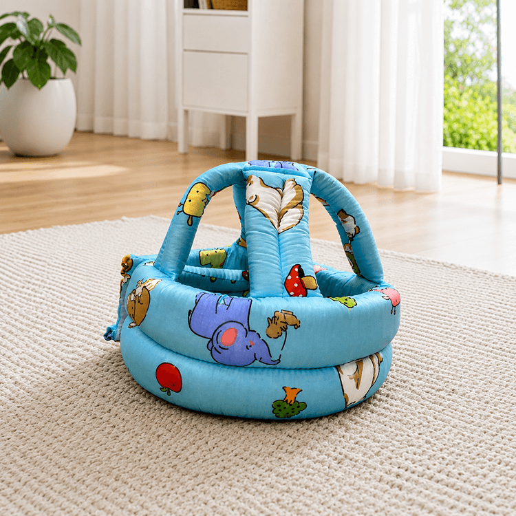 Anti - Fall Baby Safety Helmet | Adjustable Infant Head Protector Pillow Safety Gear for babies - Blue - Bouncing Baby