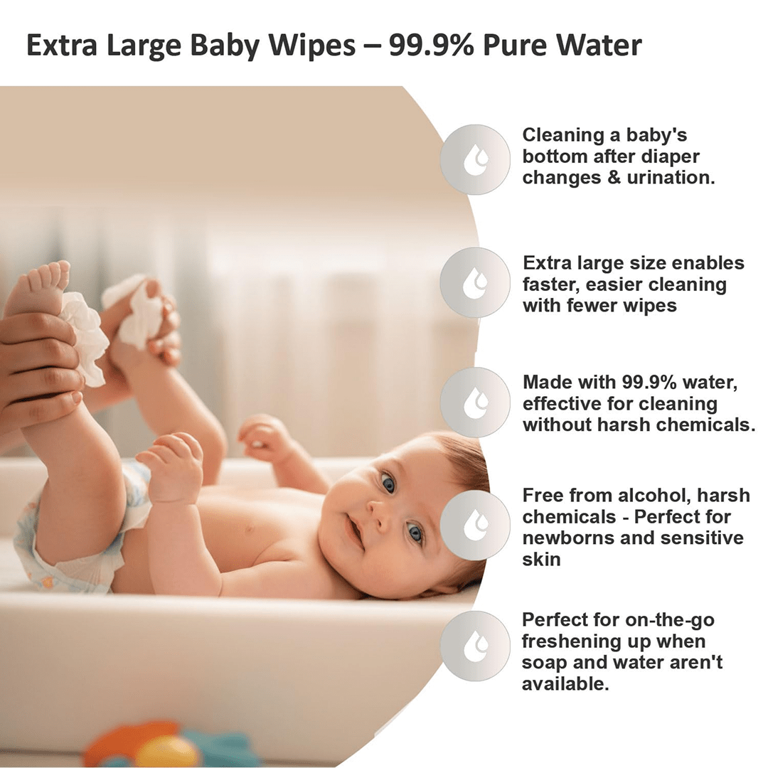 Apple Baby 99.9% Pure Water Wipes | Unscented & Fragrance - Free | 72 Wipes (Pack of 2) Baby Wipes for babies - Bouncing Baby