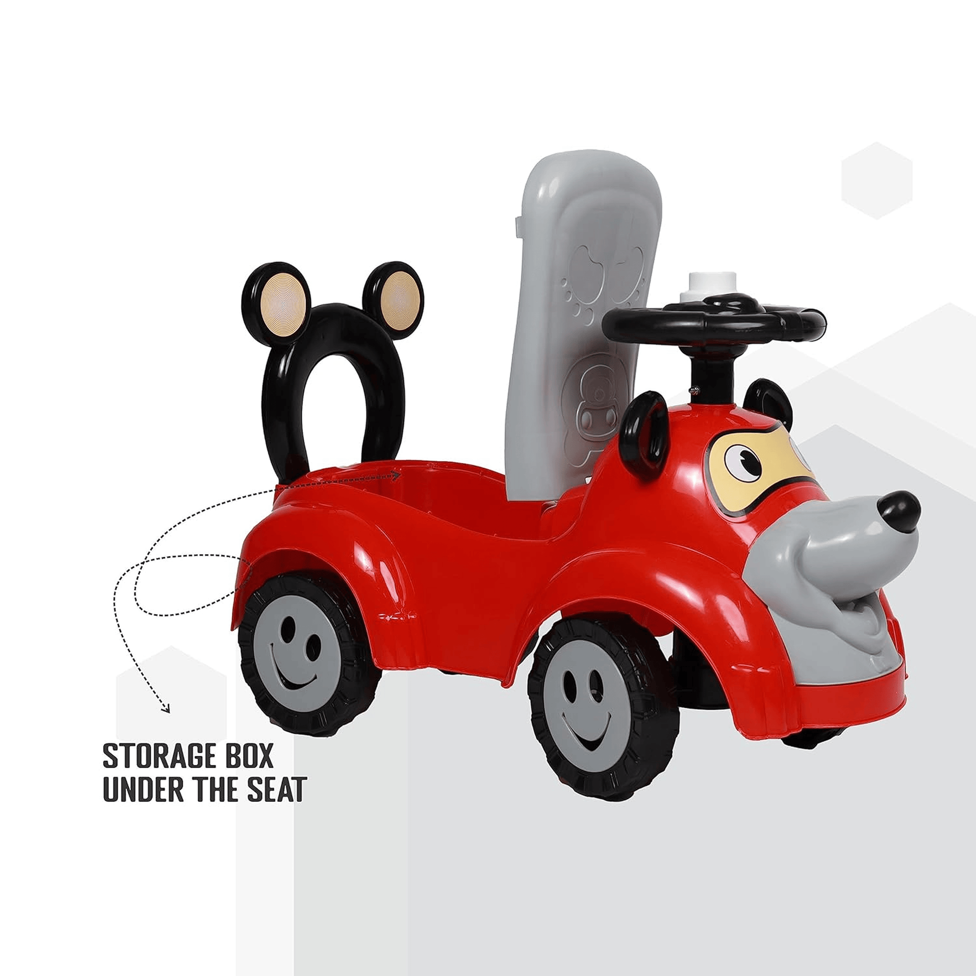 Apple Baby Cartoon Ride - On Push Car | Red Dog Design | Foot - to - Floor Walker Toy | Ages 1 - 3 Ride Ons for babies - Bouncing Baby