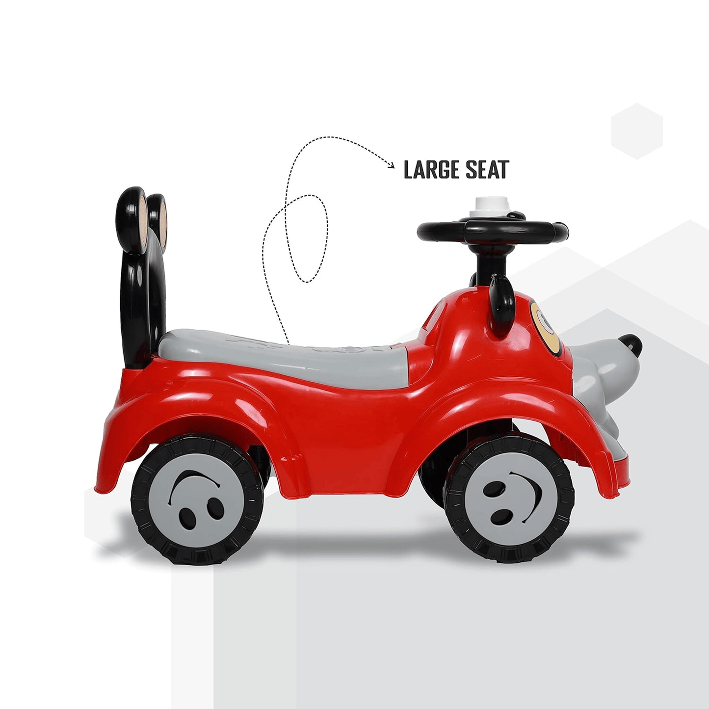 Apple Baby Cartoon Ride - On Push Car | Red Dog Design | Foot - to - Floor Walker Toy | Ages 1 - 3 Ride Ons for babies - Bouncing Baby