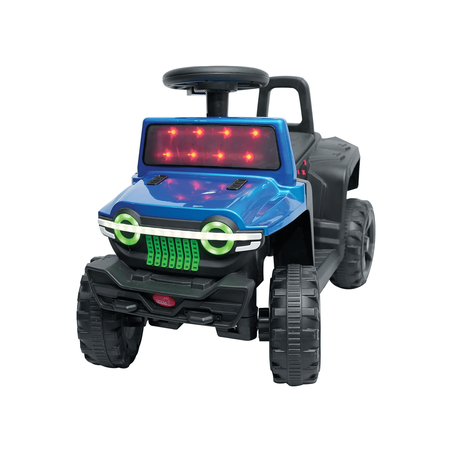 Apple Baby Electric - Style Jeep Ride - On | LED Light - Up Grille & Windshield | Foot - to - Floor SUV Toy | Ages 1 - 3 Ride Ons for babies - Blue - Bouncing Baby