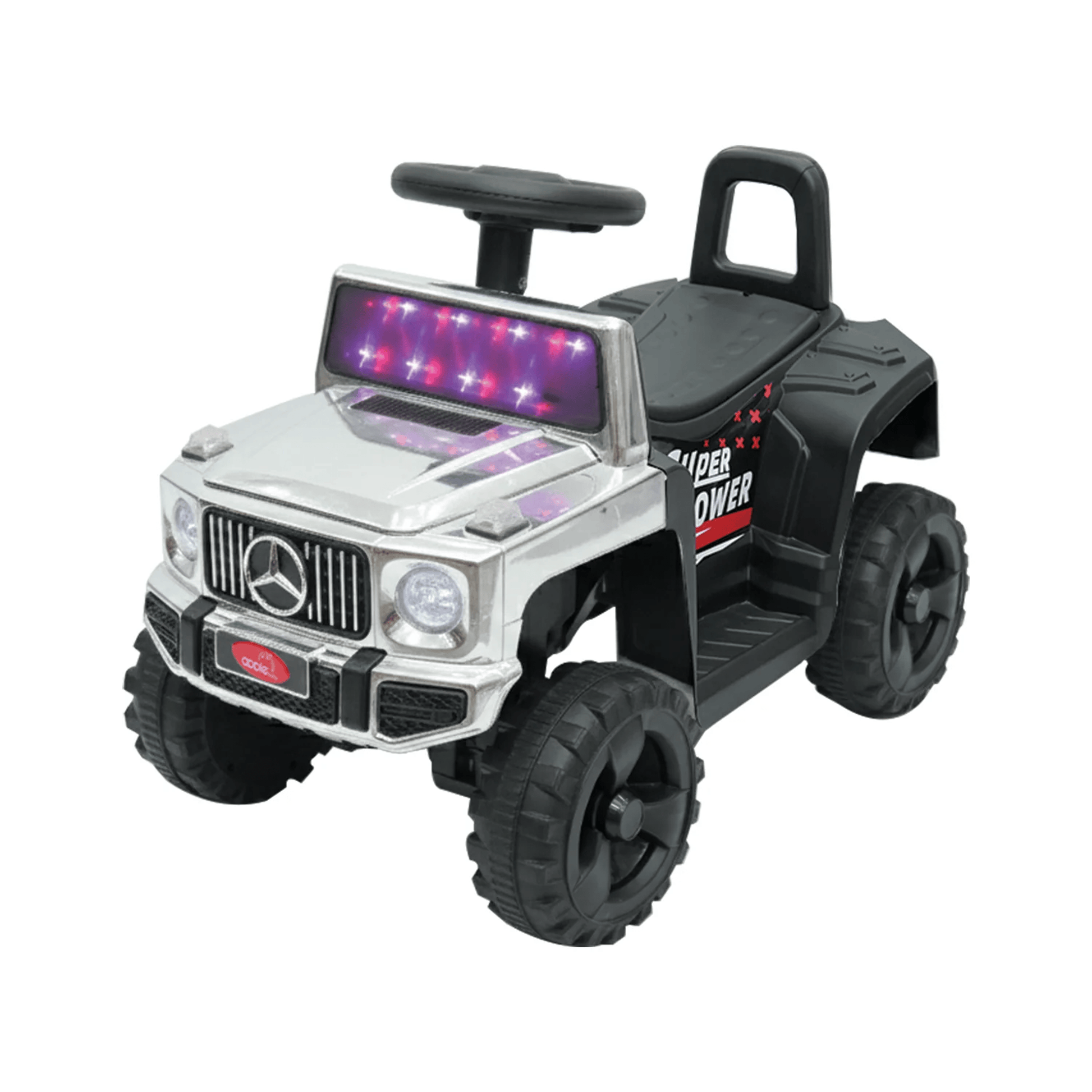Apple Baby G - Wagon Style Ride - On Push Car | LED Light Windshield & Music | Foot - to - Floor SUV | Ages 1 - 3 Ride Ons for babies - Silver - Bouncing Baby