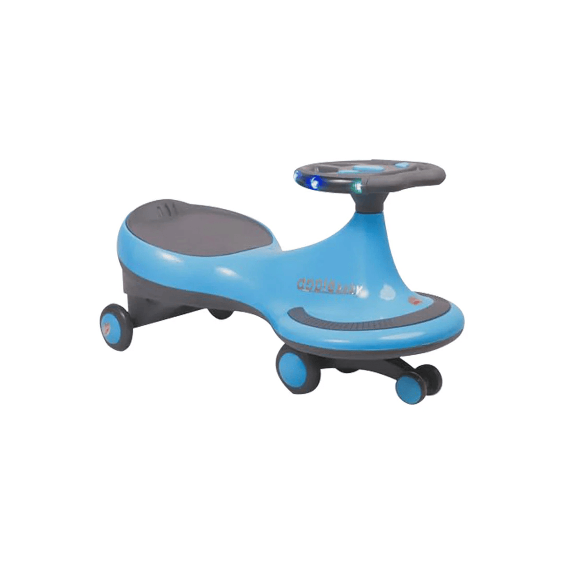 Apple Baby Magic Twist Car | Swing Wiggle Ride - On | LED Light & Music Steering Wheel | Silent Wheels Ride Ons for babies - Blue - Bouncing Baby