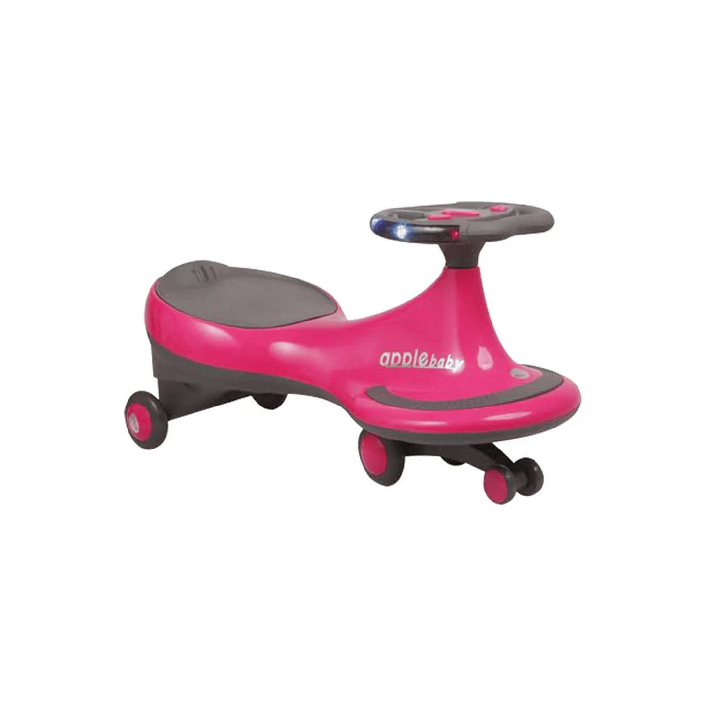 Apple Baby Magic Twist Car | Swing Wiggle Ride - On | LED Light & Music Steering Wheel | Silent Wheels Ride Ons for babies - Pink - Bouncing Baby