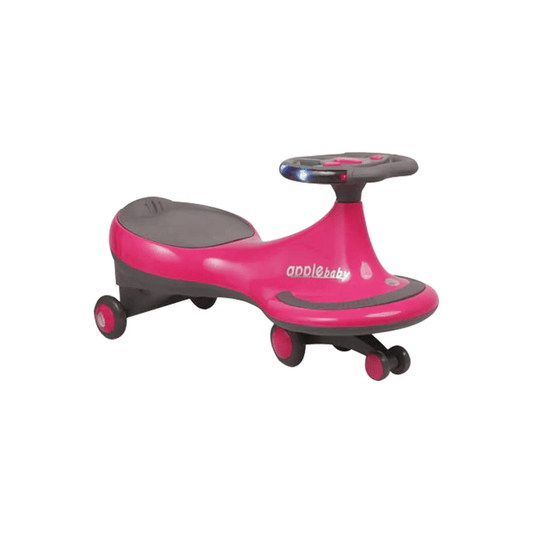 Apple Baby Magic Twist Car | Swing Wiggle Ride - On | LED Light & Music Steering Wheel | Silent Wheels Ride Ons for babies - Pink - Bouncing Baby