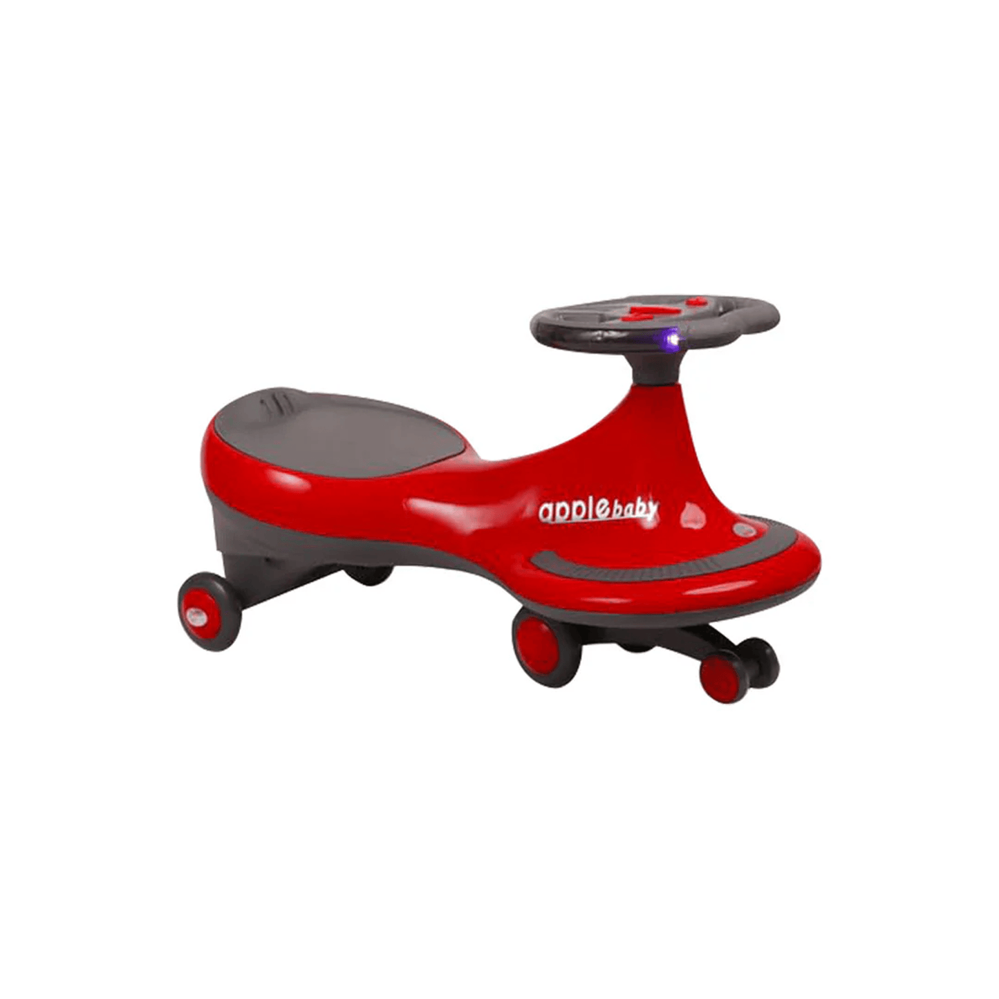 Apple Baby Magic Twist Car | Swing Wiggle Ride - On | LED Light & Music Steering Wheel | Silent Wheels Ride Ons for babies - Red - Bouncing Baby
