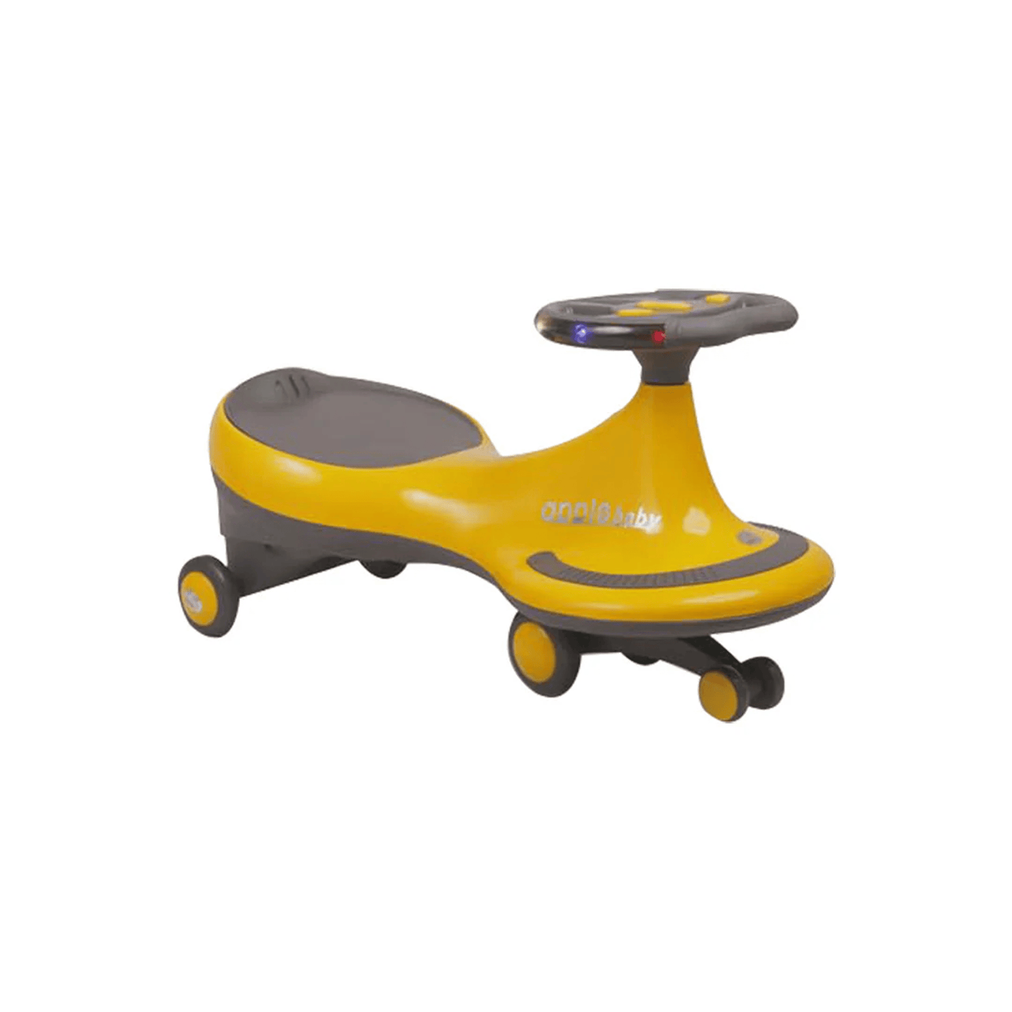 Apple Baby Magic Twist Car | Swing Wiggle Ride - On | LED Light & Music Steering Wheel | Silent Wheels Ride Ons for babies - Yellow - Bouncing Baby