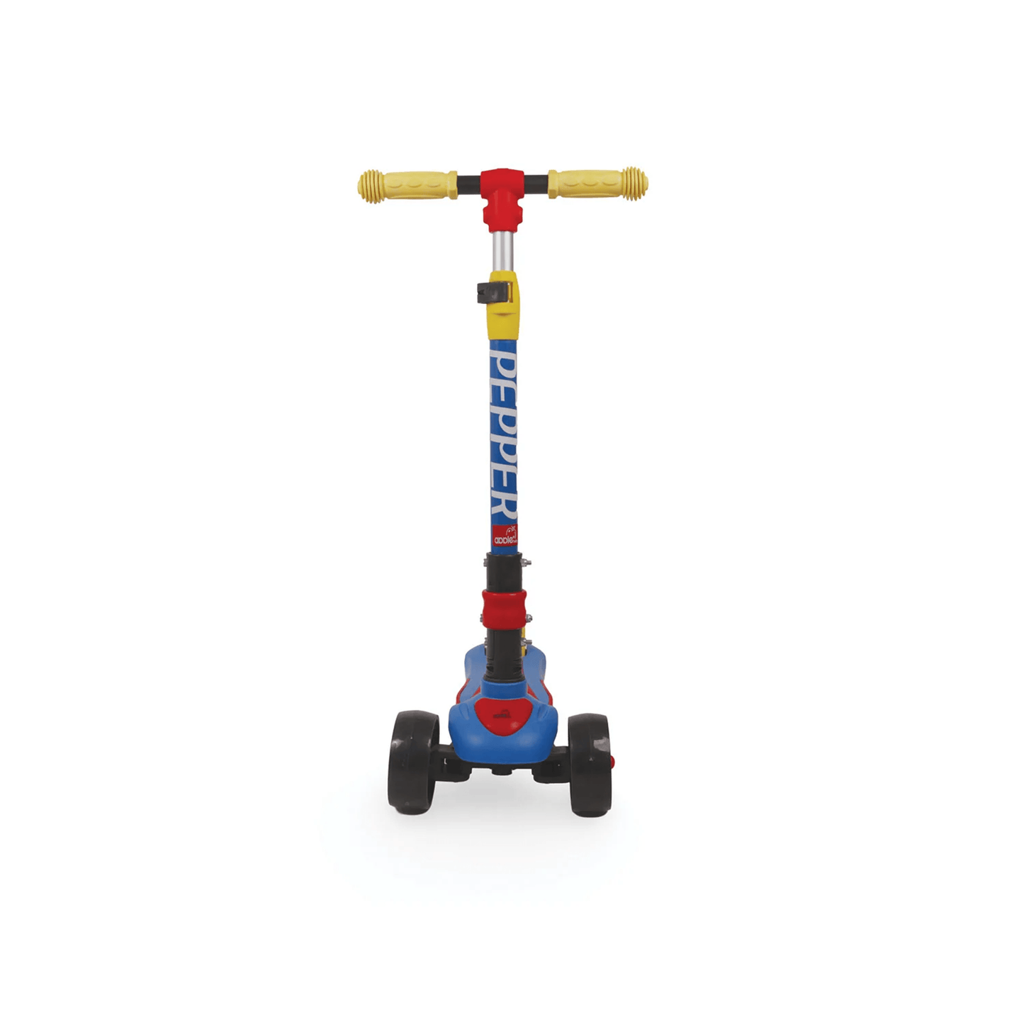 Apple Baby Pepper Magic Wheels Scooter | 3 - Wheel Kick Scooter for Kids | Adjustable Height & Rear Brake | Ages 3 - 8 Ride Ons for babies - Blue - Bouncing Baby