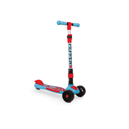 Apple Baby Pepper Magic Wheels Scooter | 3 - Wheel Kick Scooter for Kids | Adjustable Height & Rear Brake | Ages 3 - 8 Ride Ons for babies - Blue - Bouncing Baby