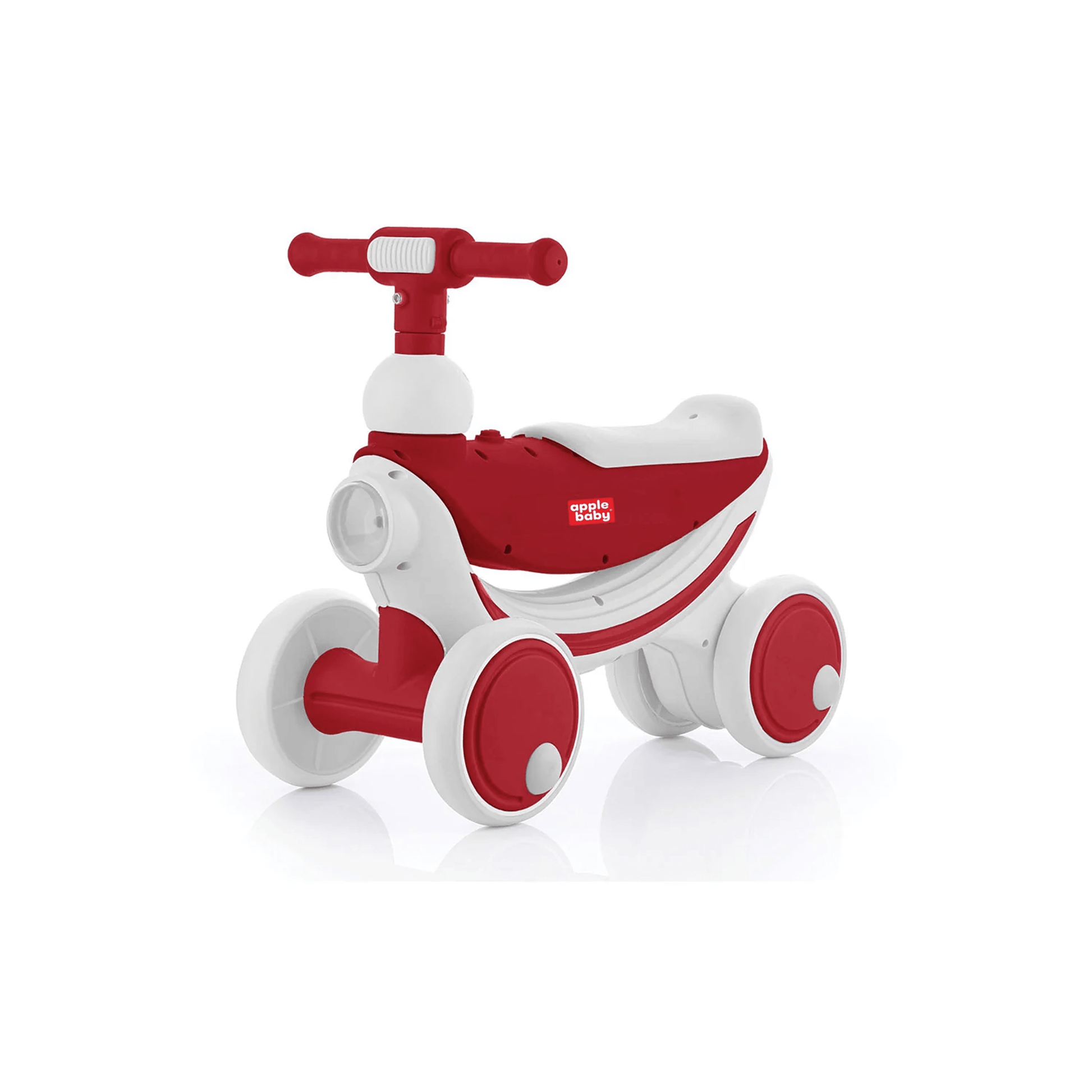 Apple Baby Royal Rider Balance Bike | 4 - Wheel Ride - On Toy | First Push Bicycle for Toddlers | Ages 10M - 3Y Ride Ons for babies - Red - Bouncing Baby