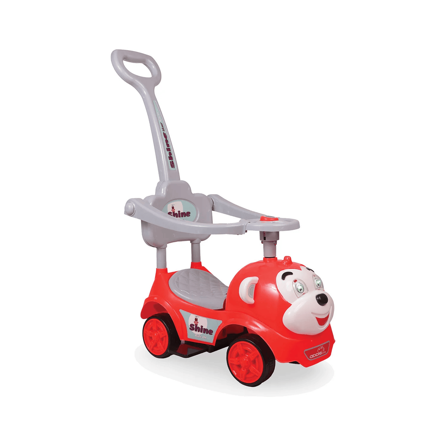 Apple Baby Shine Star 3 - in - 1 Ride - On Push Car | with Parent Handle & Safety Guardrail | Toddler Stroller Toy Ride Ons for babies - Red - Bouncing Baby