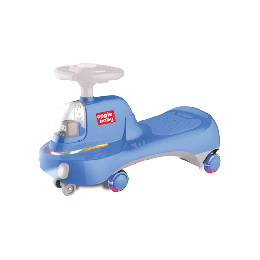 Apple Baby Spacey Scooter Twist Car | LED Light - Up Wheels & Astronaut Cockpit | Wiggle Ride - On Toy Ride Ons for babies - Blue - Bouncing Baby