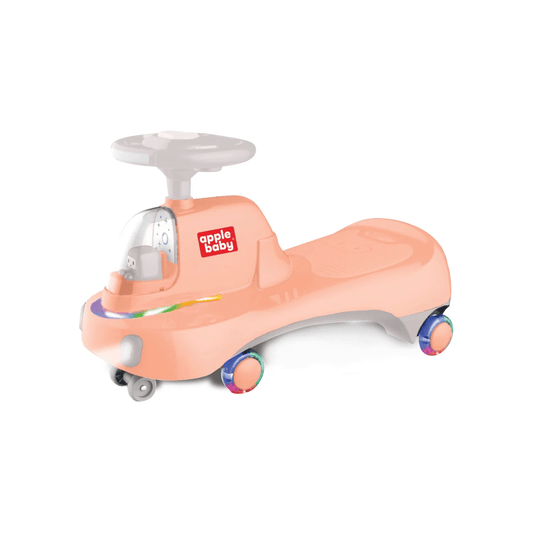 Apple Baby Spacey Scooter Twist Car | LED Light - Up Wheels & Astronaut Cockpit | Wiggle Ride - On Toy Ride Ons for babies - Pink - Bouncing Baby