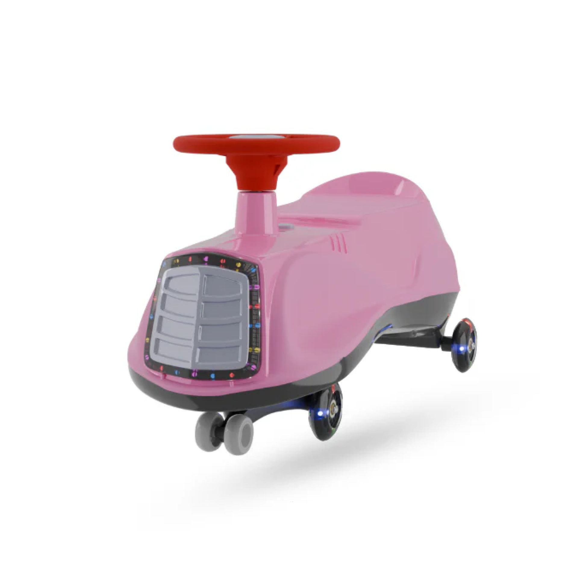 Apple Baby Terry Swing Car | LED Light - Up Grille & Wheels | Musical Twist Ride - On Toy | Ages 3+ Ride Ons for babies - Pink - Bouncing Baby