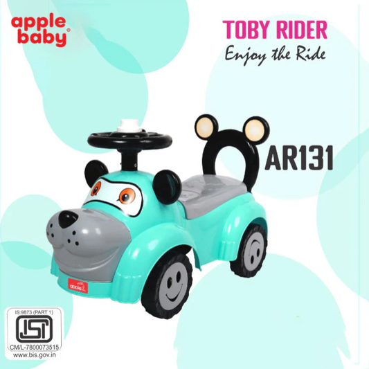 Apple Baby Toby Ride - On Push Car | Cartoon Dog Toddler Toy | Foot - to - Floor Walker with Smiley Wheels Ride Ons for babies - Green - Bouncing Baby