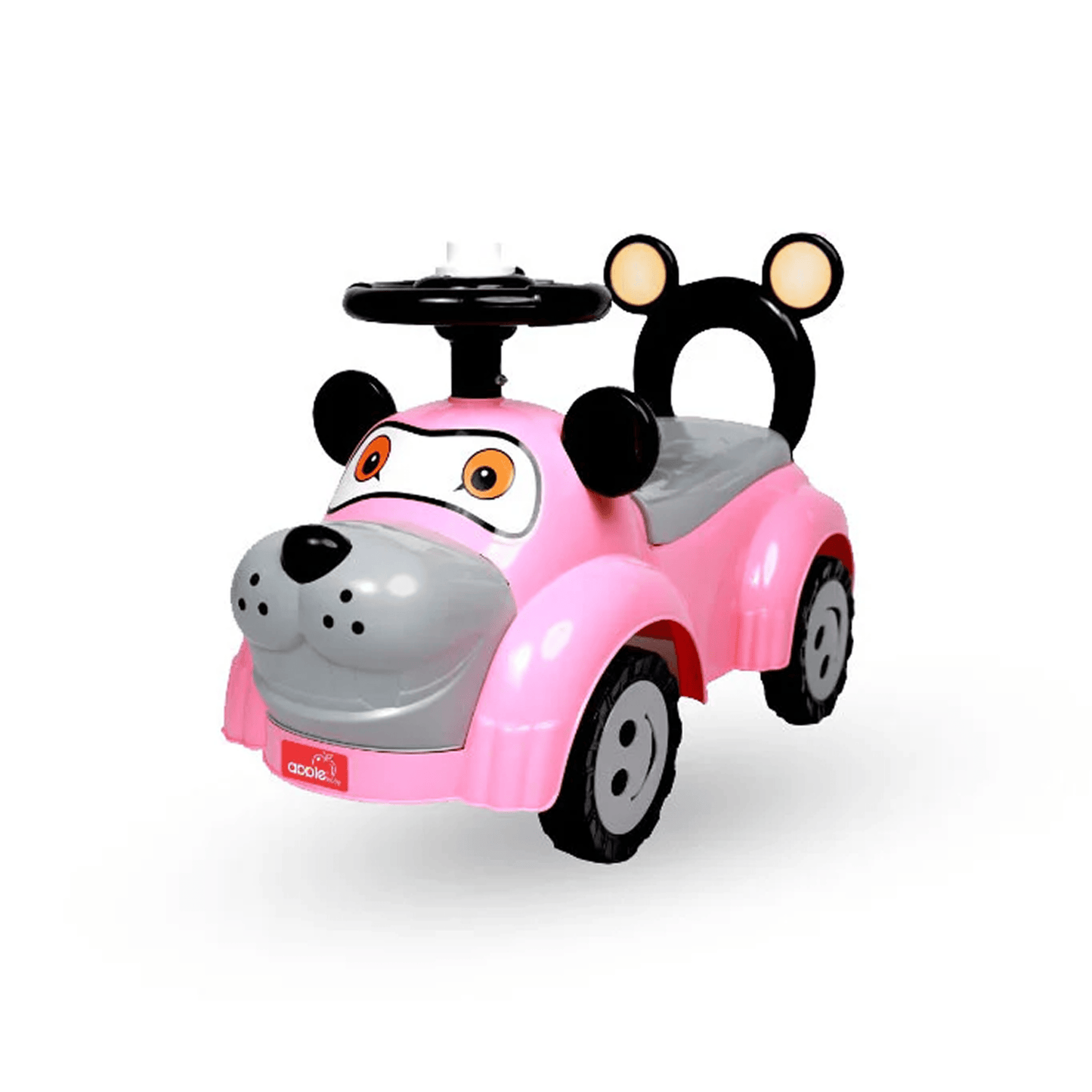 Apple Baby Toby Ride - On Push Car | Cartoon Dog Toddler Toy | Foot - to - Floor Walker with Smiley Wheels Ride Ons for babies - Pink - Bouncing Baby