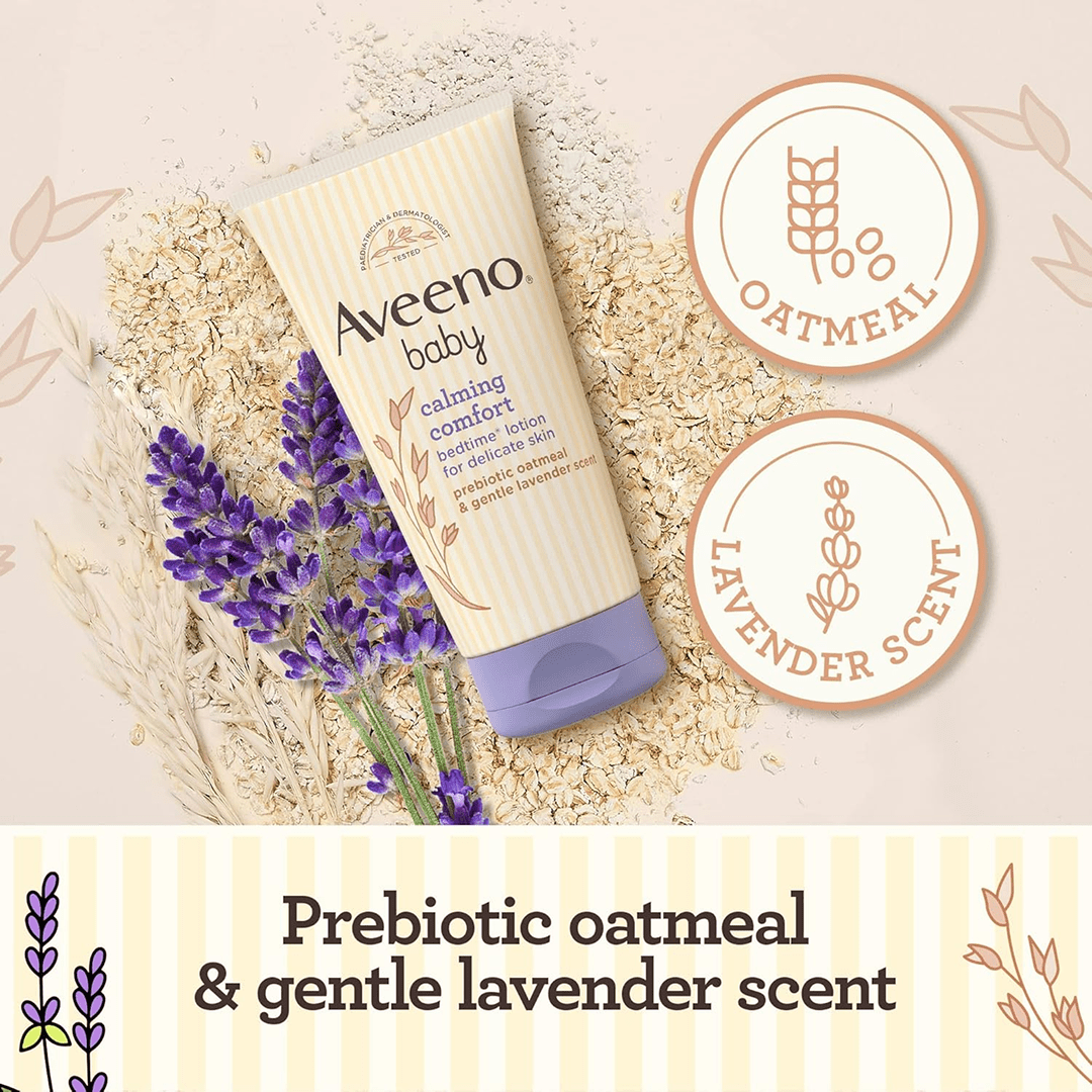 Aveeno Baby Calming Comfort Bedtime Lotion | Gentle Lavender & Prebiotic Oatmeal Baby Lotions for babies - 150ml - Bouncing Baby
