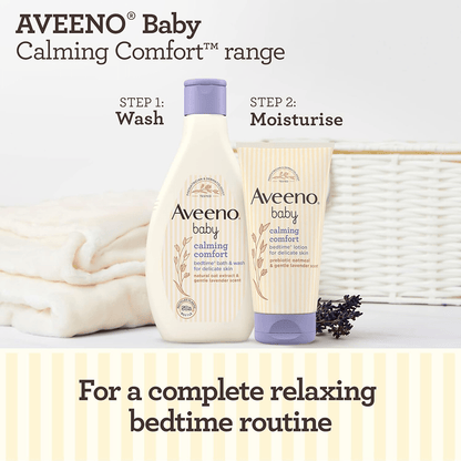 Aveeno Baby Calming Comfort Bedtime Lotion | Gentle Lavender & Prebiotic Oatmeal Baby Lotions for babies - 150ml - Bouncing Baby