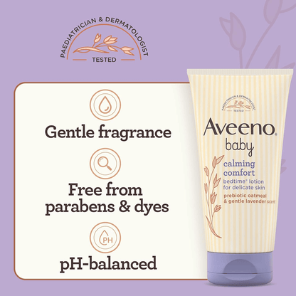 Aveeno Baby Calming Comfort Bedtime Lotion | Gentle Lavender & Prebiotic Oatmeal Baby Lotions for babies - 150ml - Bouncing Baby