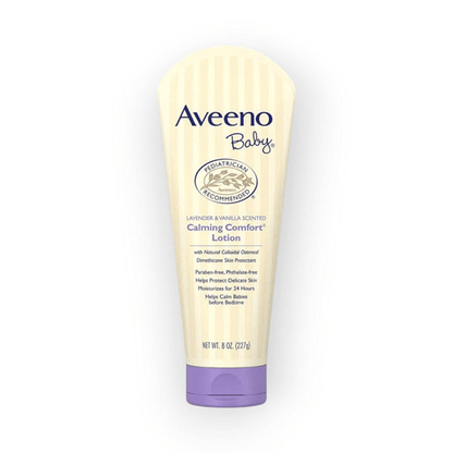 Aveeno Baby Calming Comfort Bedtime Lotion | Gentle Lavender & Prebiotic Oatmeal Baby Lotions for babies - 227g - Bouncing Baby