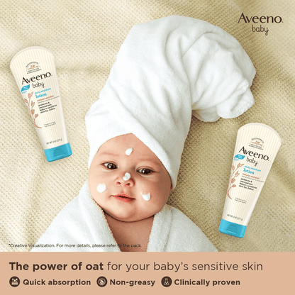 Aveeno Baby Daily Care Moisturising Lotion | Prebiotic Colloidal Oatmeal | Unscented & For Sensitive Skin Baby Lotions for babies - 227g - Bouncing Baby