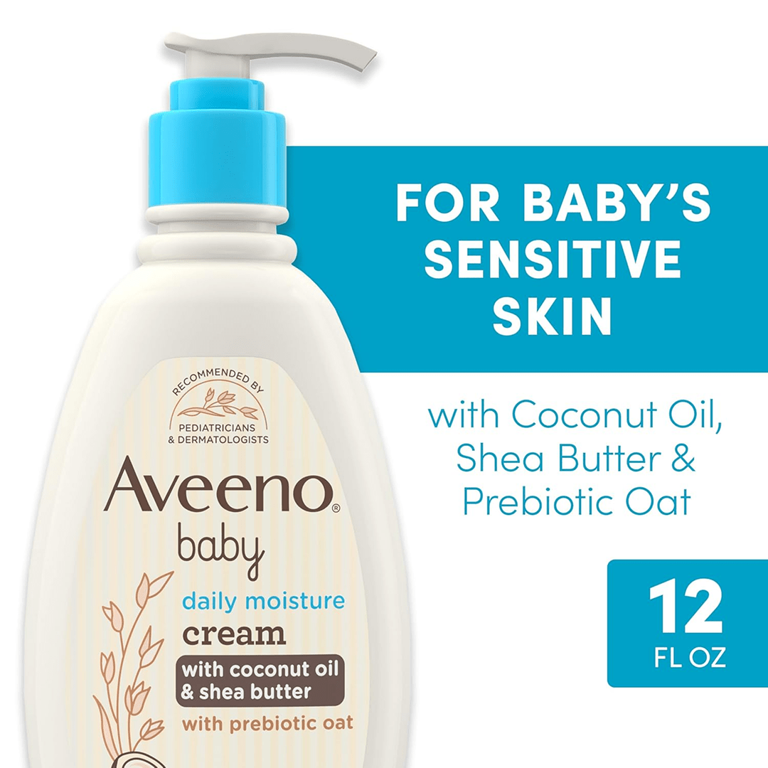 Aveeno Baby Daily Moisture Cream | Coconut Oil & Shea Butter | Prebiotic Oat | 354ml Baby Lotions for babies - Bouncing Baby