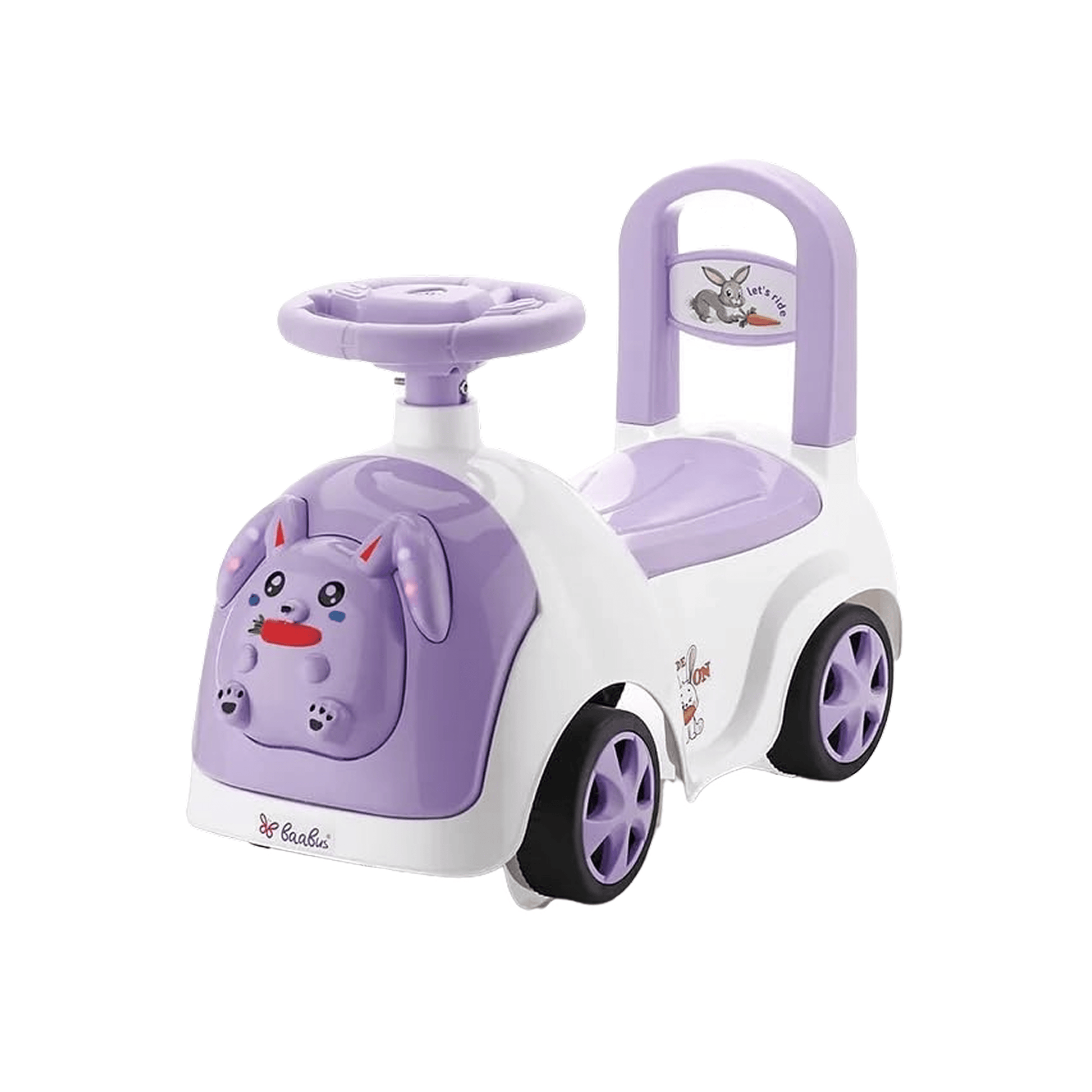 Baabus Rabbit Ride - On Push Car | Purple Bunny Design | Foot - to - Floor Walker Toy | Music & Light Ride Ons for babies - Bouncing Baby