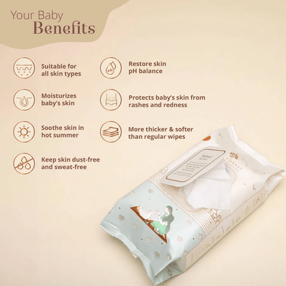 Baby Forest Mulmul Baby Wipes | Ayurvedic & 99% Pure Water | Biodegradable | 72 Wipes Baby Wipes for babies - Bouncing Baby