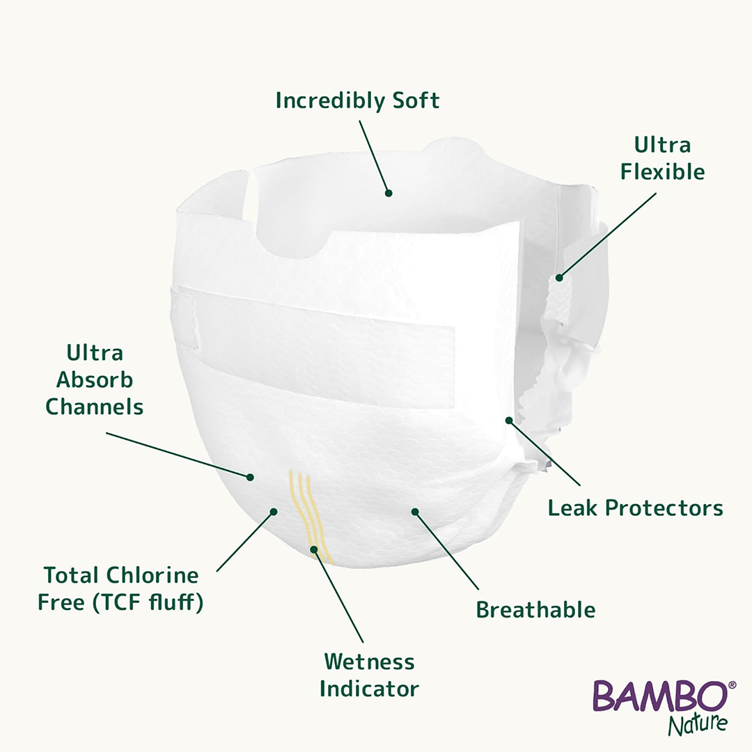 Bambo Nature Eco - Friendly Newborn Sticking style Diapers Sticking Style Diaper for babies - 0 - Bouncing Baby