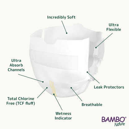 Bambo Nature Eco - Friendly Newborn Sticking style Diapers Sticking Style Diaper for babies - 0 - Bouncing Baby