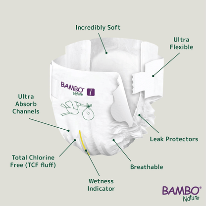 Bambo Nature Eco - Friendly Newborn Sticking style Diapers Sticking Style Diaper for babies - 6 - Bouncing Baby