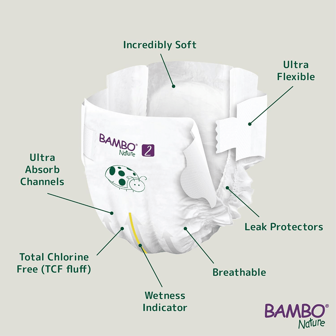 Bambo Nature Eco - Friendly Newborn Sticking style Diapers Sticking Style Diaper for babies - 6 - Bouncing Baby