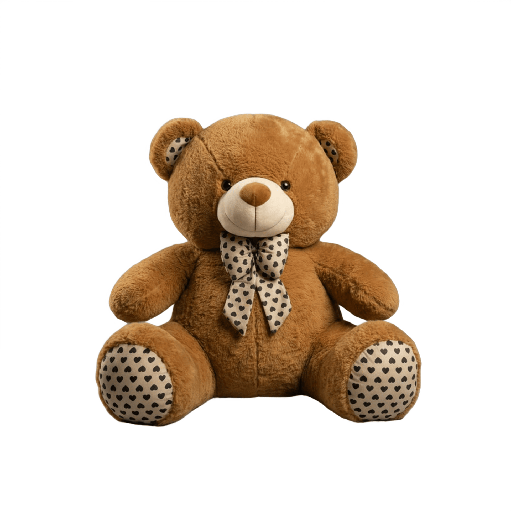 Classic Brown Teddy Bear Soft Toy | Heart Pattern Bow Tie & Paws | Cute Plush Gift Soft Toys for babies - Bouncing Baby