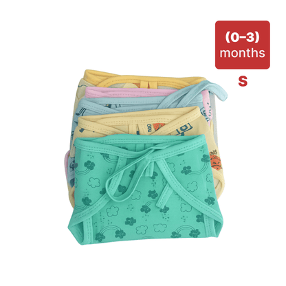 Cozycare Printed Cotton Natt Type Baby Nappies | Washable Cloth Langot | Pack of 5 Nappies for babies - S - Bouncing Baby