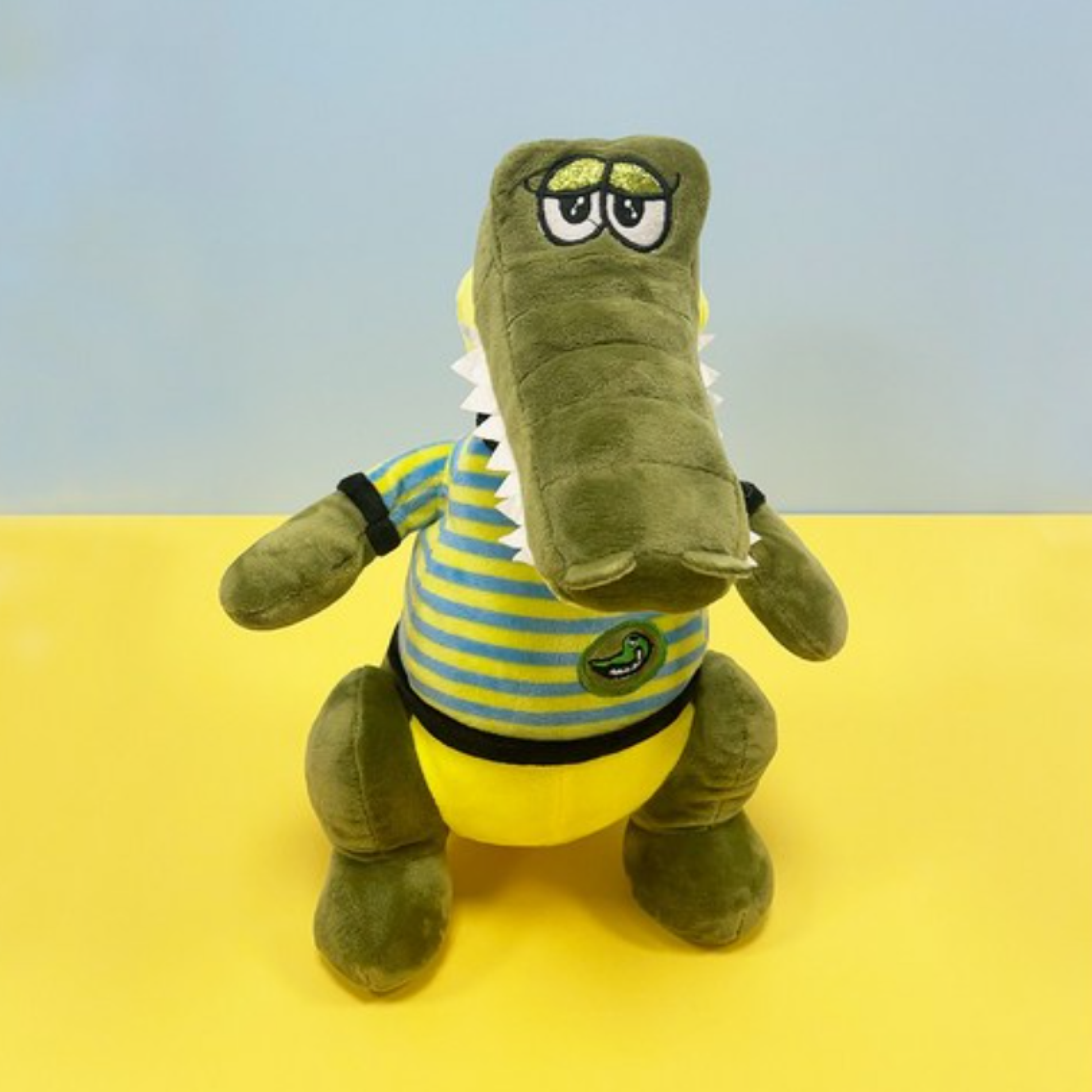 Crocodile Plush Toy in Striped Shirt | Soft Alligator Stuffed Animal | Cuddly Kids Gift Soft Toys for babies - Bouncing Baby