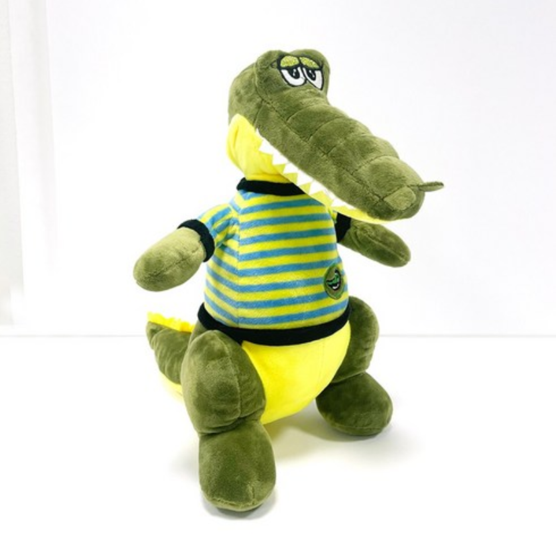 Crocodile Plush Toy in Striped Shirt | Soft Alligator Stuffed Animal | Cuddly Kids Gift Soft Toys for babies - Bouncing Baby