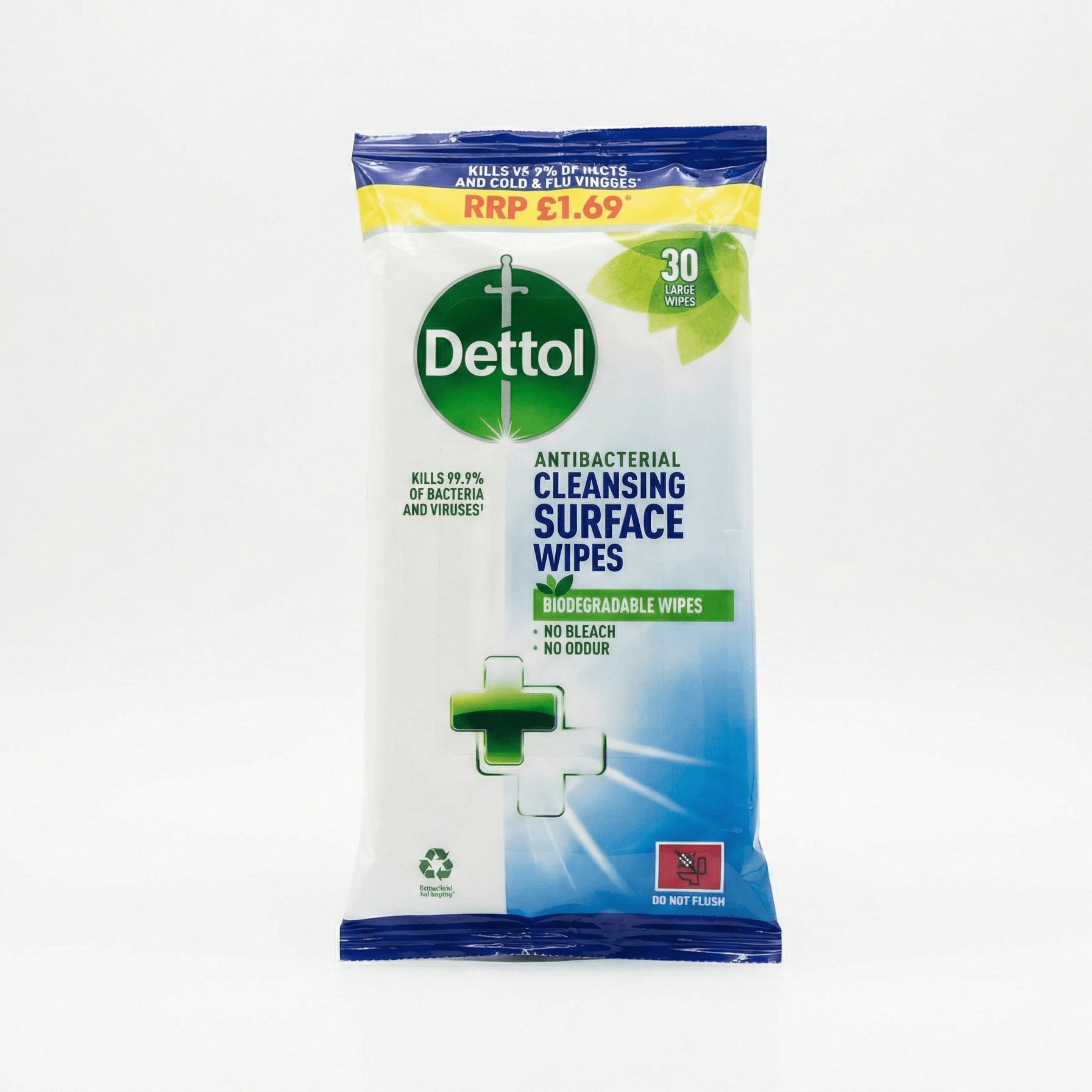 Dettol Antibacterial Cleansing Surface Wipes, Biodegradable, Large - 30 Count Surface Wipes for babies - Bouncing Baby