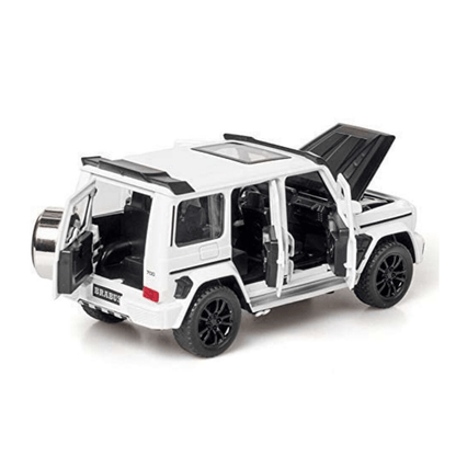 Double Horses Alloy Die - Cast Car | 1:32 Scale G - Wagon Style | Pull Back Action | White Die - Cast Toys for babies - Bouncing Baby