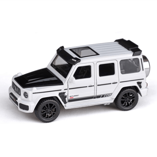 Double Horses Alloy Die - Cast Car | 1:32 Scale G - Wagon Style | Pull Back Action | White Die - Cast Toys for babies - Bouncing Baby