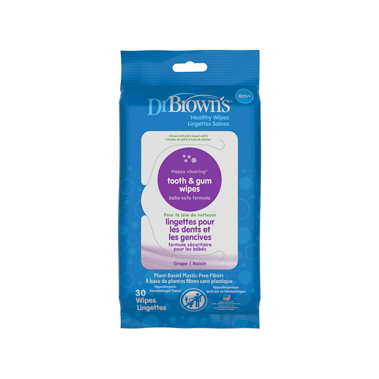 Dr. Brown's Tooth & Gum Wipes | Grape Flavor with Natural Xylitol | Fluoride - Free | 30 Wipes Baby Wipes for babies - Bouncing Baby