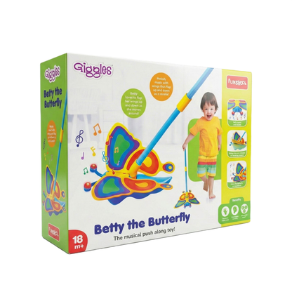 Funskool Giggles Betty the Butterfly | Musical Push - Along Walker Toy | Flapping Wings Baby Walkers for babies - Bouncing Baby