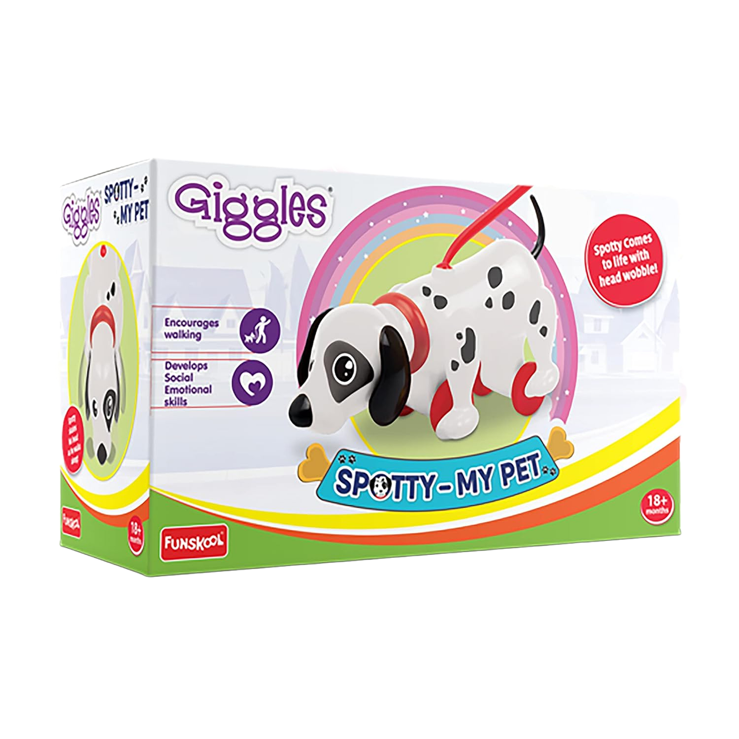 Funskool Giggles Spotty My Pet | Pull - Along Dog Toy | Head Wobble & Walking Action Baby Walkers for babies - Bouncing Baby