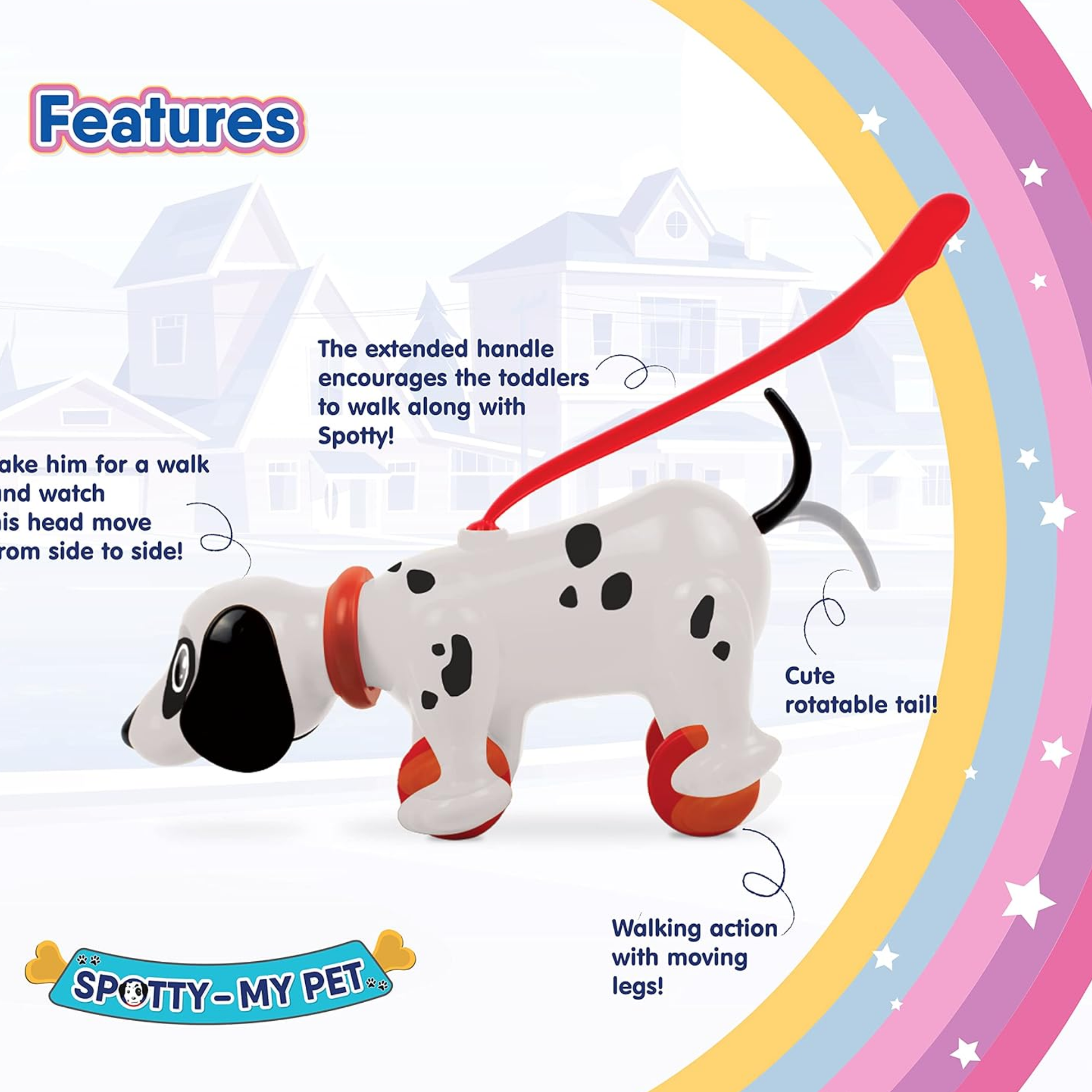 Funskool Giggles Spotty My Pet | Pull - Along Dog Toy | Head Wobble & Walking Action Baby Walkers for babies - Bouncing Baby