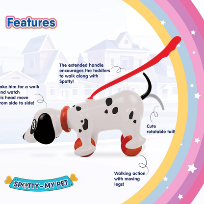 Funskool Giggles Spotty My Pet | Pull - Along Dog Toy | Head Wobble & Walking Action Baby Walkers for babies - Bouncing Baby