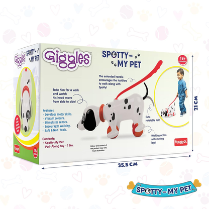 Funskool Giggles Spotty My Pet | Pull - Along Dog Toy | Head Wobble & Walking Action Baby Walkers for babies - Bouncing Baby