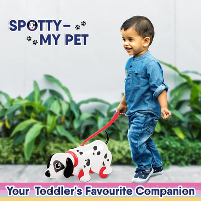 Funskool Giggles Spotty My Pet | Pull - Along Dog Toy | Head Wobble & Walking Action Baby Walkers for babies - Bouncing Baby