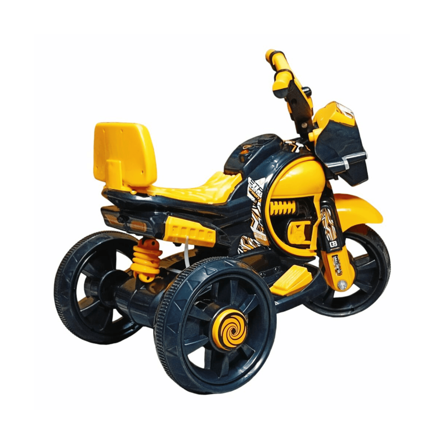 Kids Electric Ride - On Motorcycle Trike | Battery Operated | Yellow & Black | LED Lights | Ages 2 - 5 Ride Ons for babies - Bouncing Baby