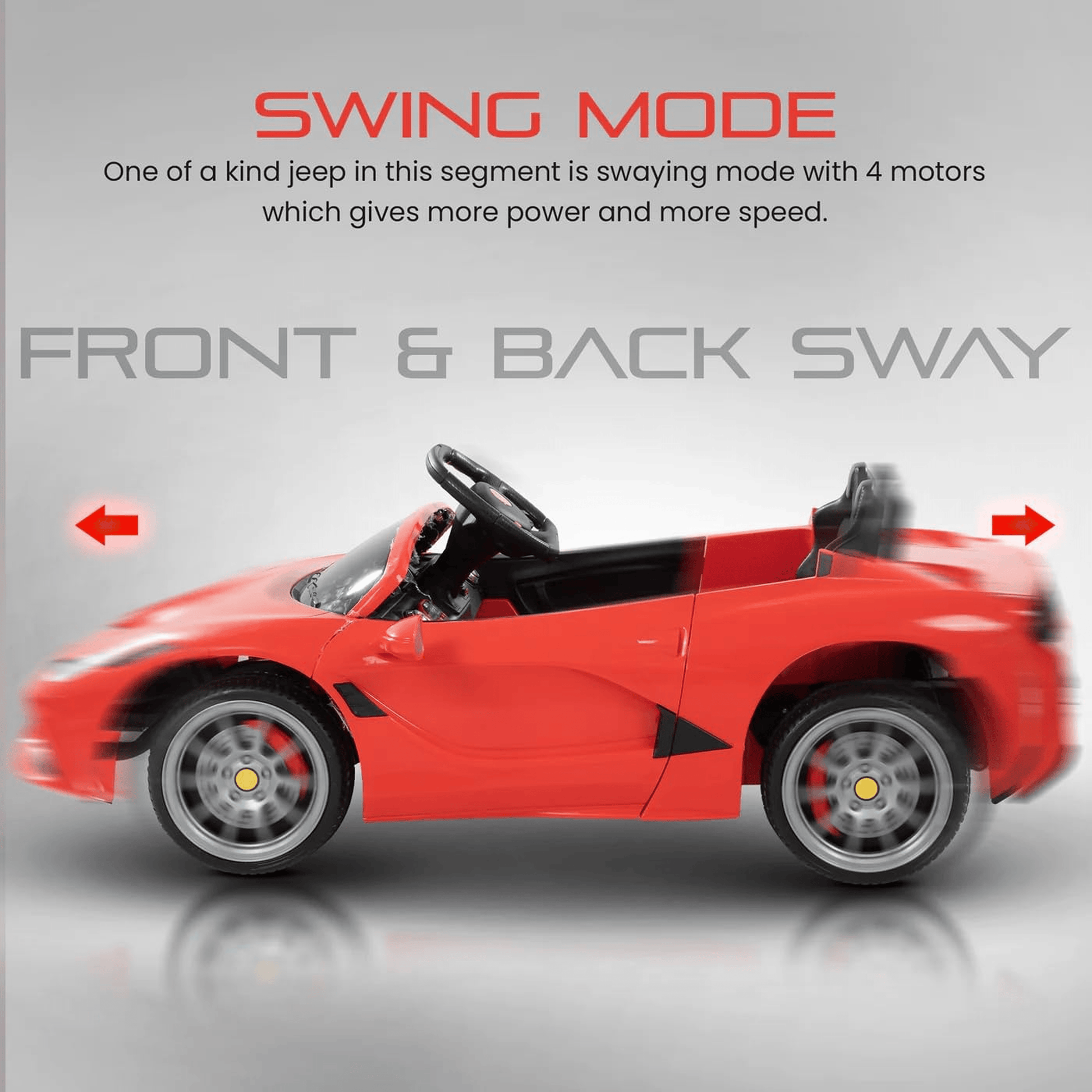 Kids Red Super Sports Ride - On Car | Electric Battery Operated | Scissor Doors & LED Lights Ride Ons for babies - Bouncing Baby