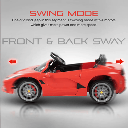 Kids Red Super Sports Ride - On Car | Electric Battery Operated | Scissor Doors & LED Lights Ride Ons for babies - Bouncing Baby