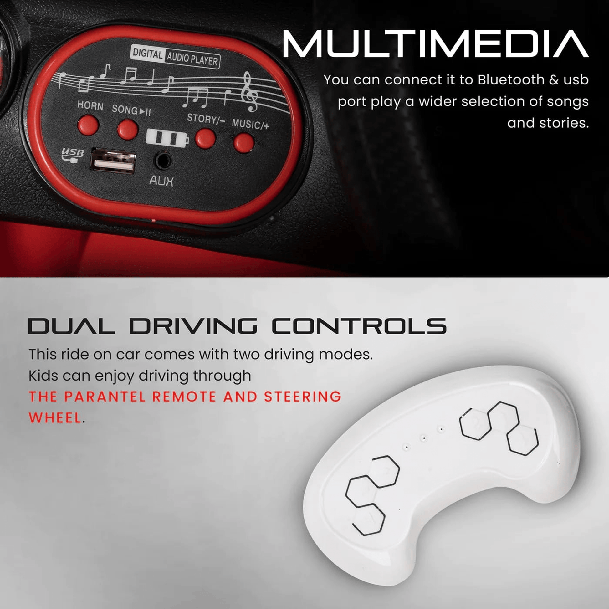 Kids Red Super Sports Ride - On Car | Electric Battery Operated | Scissor Doors & LED Lights Ride Ons for babies - Bouncing Baby